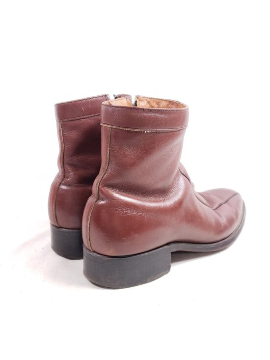 Vintage Mens Size 8.5 D/B Brown Leather Ankle Boots With Side Zippers main image 5